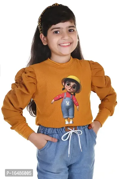 NIMOES Stylish Puff Sleeve Graphic Print Doll Kids Top (Cotton)
