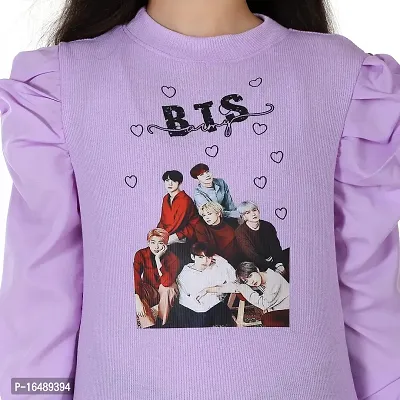 NIMOES Girls Stylish Graphic Print BTS Kids Top (10-11 Years, Purple)-thumb5
