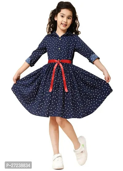 Beautiful  Polka Dot Printed Casual Dress For Girl-thumb0