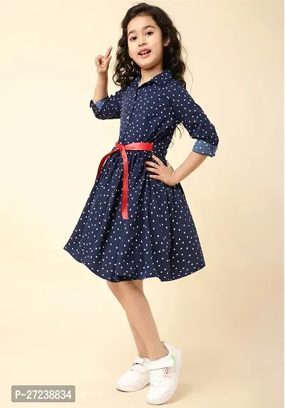 Beautiful  Polka Dot Printed Casual Dress For Girl-thumb3