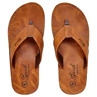 SQUASH Men's Synthetic Flip Flops Slippers Bathroom Slippers (TAN, numeric_7)-thumb4