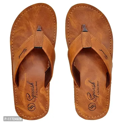 SQUASH Men's Synthetic Flip Flops Slippers Bathroom Slippers (TAN, numeric_7)-thumb5