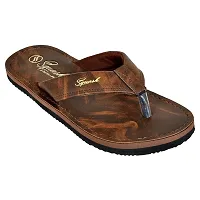 Brown Synthetic Leather Flip Flops For Men-thumb4