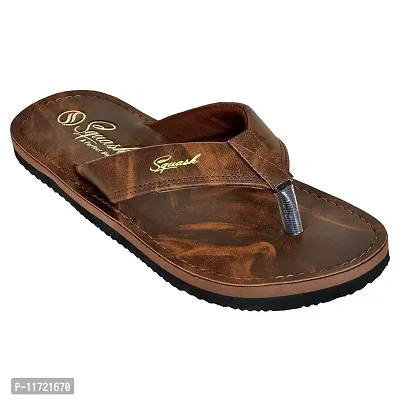 Brown Synthetic Leather Flip Flops For Men-thumb5