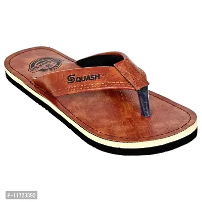 Squash Men's EXTRA COMFORT CASUAL Flip Flops Slippers (TAN, numeric_9)-thumb4