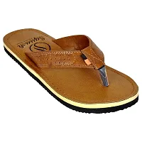 SQUASH Men's Flip Flops casual Synthetic Bathroom Slippers (Tan, numeric_8)-thumb1