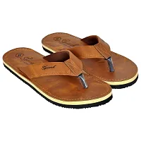 SQUASH Men's Synthetic Flip Flops Slippers Bathroom Slippers (Tan, numeric_12)-thumb3