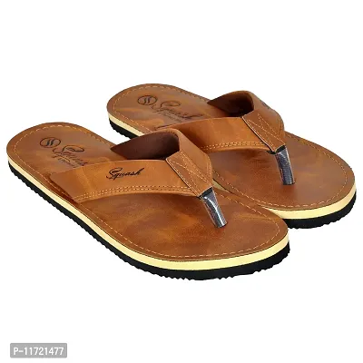 SQUASH Men's Synthetic Flip Flops Slippers Bathroom Slippers (Tan, numeric_12)-thumb4