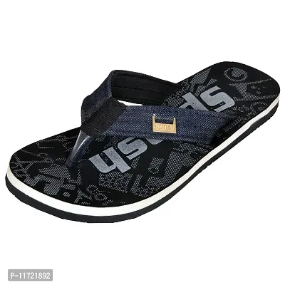 SQUASH Men's Flip Flops casual Synthetic Bathroom Slippers (BLACK, numeric_9)-thumb0