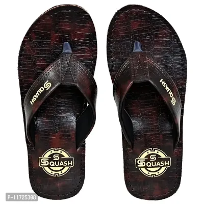 Squash Men's EXTRA COMFORT CASUAL Flip Flops Slippers (BROWN, numeric_7)