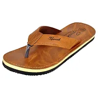 SQUASH Men's Synthetic Flip Flops Slippers Bathroom Slippers (TAN, numeric_7)-thumb1