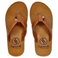 SQUASH Men's Flip Flops casual Synthetic Bathroom Slippers (Tan, numeric_8)-thumb4