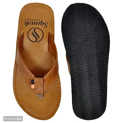 SQUASH Men's Flip Flops casual Synthetic Bathroom Slippers (Tan, numeric_8)-thumb4