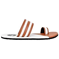 SQUASH Men's Synthetic stylish Tan Flip Flops Slippers CASUAL Slippers-thumb1