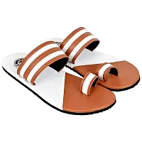 SQUASH Men's Synthetic stylish Tan Flip Flops Slippers CASUAL Slippers-thumb3