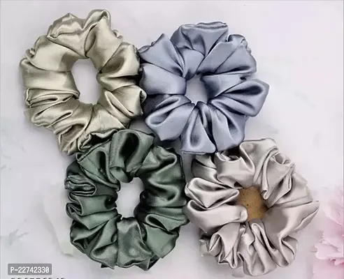 Classy Women Multicolor Satin Scrunchies Pack Of 4