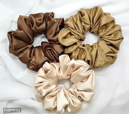 Classy Women Multicolor Satin Scrunchies Pack Of 3