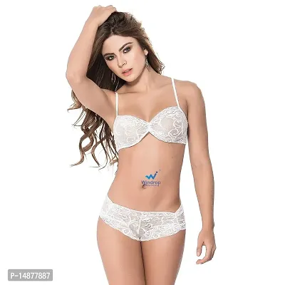Buy Windrop Solutions? Women's Non Padded Bra Panty Combo Pack Of Lace  Fancy Design Lingerie Set For Special Nights Women Sex Play Honeymoon  Bedtime Valentine Bridal Usage Made In India (wswhite-32) Online