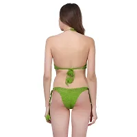 HANDMADE Women's Non Padded Bra Panty Combo Pack of Woolen Fancy Design Lingerie Set for Special Nights Women Sex Play Honeymoon Bedtime Valentine  Bridal Usage Made in India (30, HEENA GREEN)-thumb2