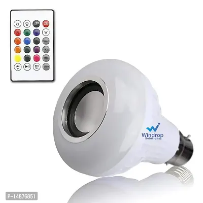 Windrop Solutions Cap Base E27 and B22 12w RGB LED Music Light Bulb with Bluetooth 3W Speaker - White-thumb0