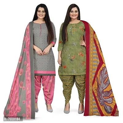 Rajnandini Grey And Green Cotton Printed Unstitched Salwar Suit Material (Combo Of 2)(Joplvsm4146-Vsm4168)-thumb0