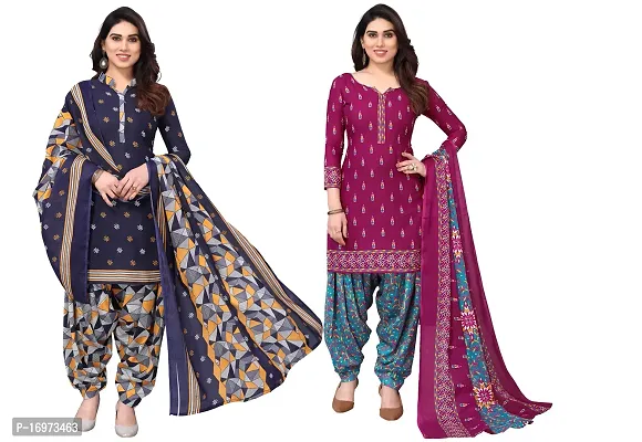 Stylish Women Cotton Printed Unstitched Dress Material (Combo of 2)