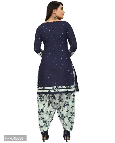 Rajnandini Women Navy Blue Cotton Printed Unstitched Salwar Suit Material-thumb2