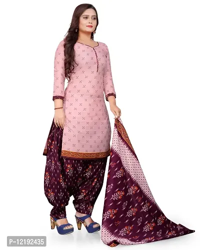 Elegant Pink Cotton Floral Print Dress Material with Dupatta For Women-thumb4