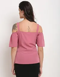 Stylish Pink Coloured Polyester Opaque Solid Western Top-thumb3