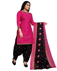 Elegant Magenta Cotton Printed Dress Material With Dupatta For Women-thumb3