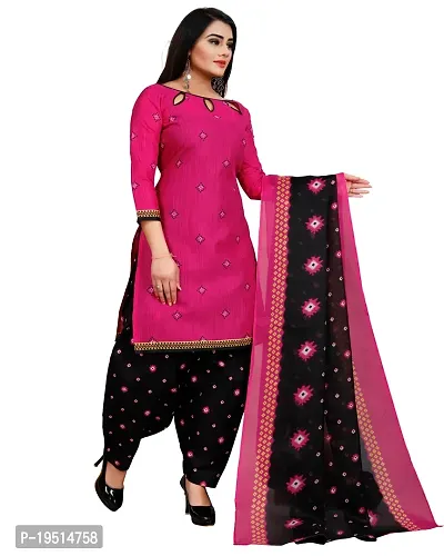 Elegant Magenta Cotton Printed Dress Material With Dupatta For Women-thumb4