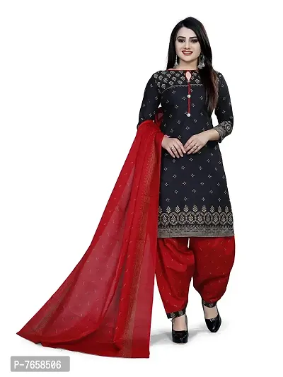 Rajnandini Women Black And Brown Cotton Printed Unstitched Salwar Suit Material (Combo Of 2)-thumb2