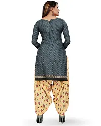 Elegant Grey Cotton Printed Dress Material With Dupatta For Women-thumb1