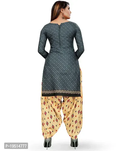 Elegant Grey Cotton Printed Dress Material With Dupatta For Women-thumb2