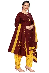 Beautiful Maroon Cotton Blend Kurta Bottom and Dupatta Set For Women-thumb1