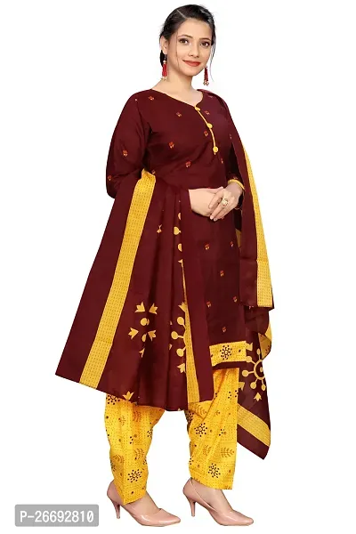 Beautiful Maroon Cotton Blend Kurta Bottom and Dupatta Set For Women-thumb2