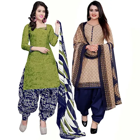 Stylish Cotton Printed Unstitched Suit - Pack of 2