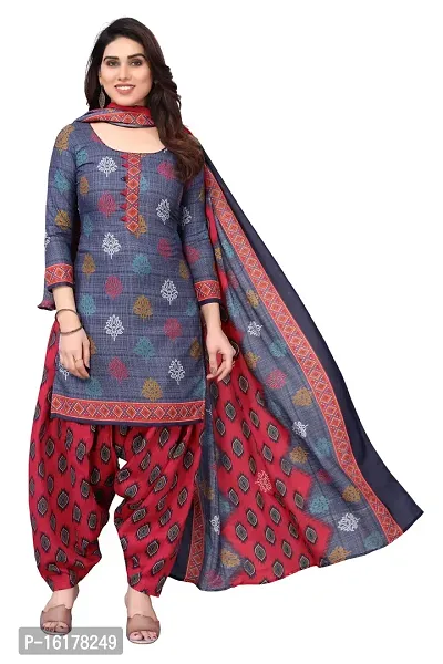 Rajnandini Womens Navy Blue Cotton Printed Unstitched Salwar Suit Material-thumb0