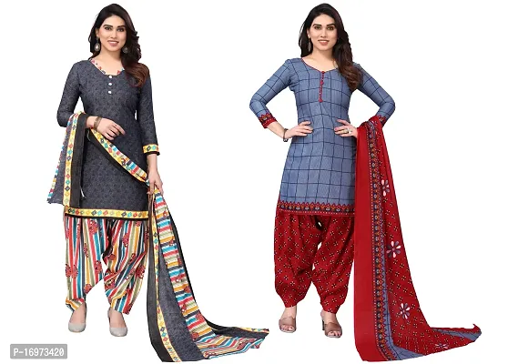 Buy Salwar Studio Women's Pack of 2 Synthetic Printed Unstitched Dress  Material Combo-OM-0081210 at Amazon.in