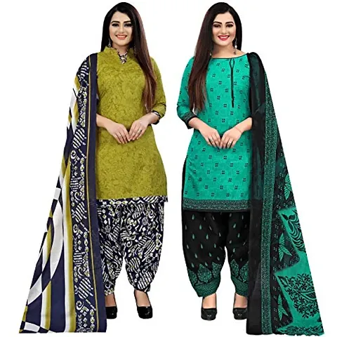 Stylish Cotton Printed Unstitched Suit - Pack of 2