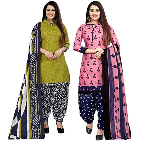 Stylish Cotton Printed Unstitched Suit - Pack of 2