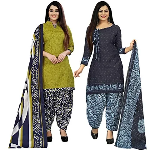 Stylish Cotton Printed Unstitched Suit - Pack of 2