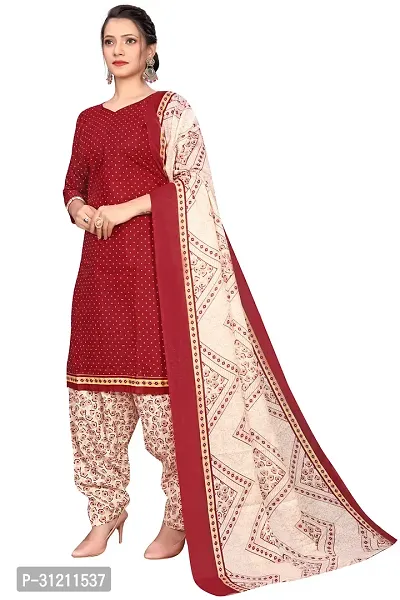 Elegant Maroon Cotton Printed Straight Kurta, Bottom And Dupatta Set For Women-thumb2