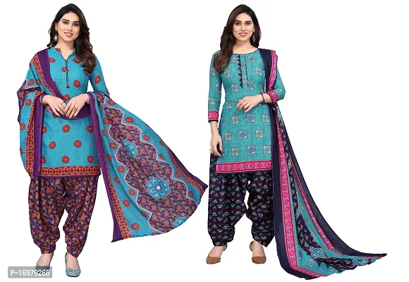 Multicolor Cotton Printed Unstitched Dress Material (Combo of 2)