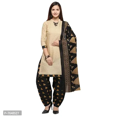 Rajnandini Women Beige And Olive Green Cotton Printed Unstitched Salwar Suit Material (Combo Of 2) (Free Size)-thumb2