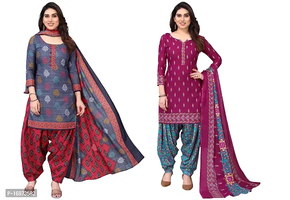 Stylish Women Cotton Printed Unstitched Dress Material (Combo of 2)