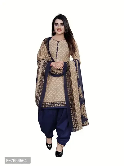 Rajnandini Women Beige And Orange Cotton Printed Unstitched Salwar Suit Material (Combo Of 2)-thumb2