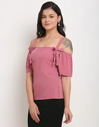 Stylish Pink Coloured Polyester Opaque Solid Western Top-thumb2