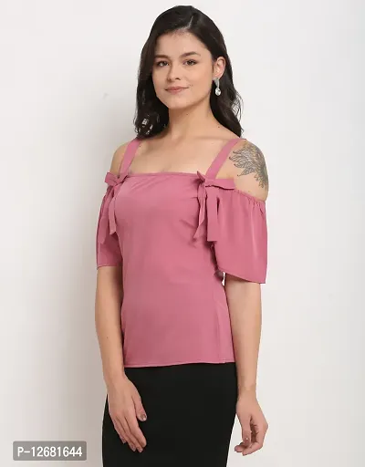 Stylish Pink Coloured Polyester Opaque Solid Western Top-thumb3