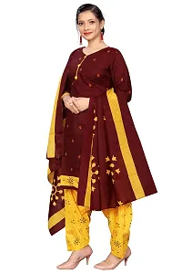 Beautiful Maroon Cotton Blend Kurta Bottom and Dupatta Set For Women-thumb2